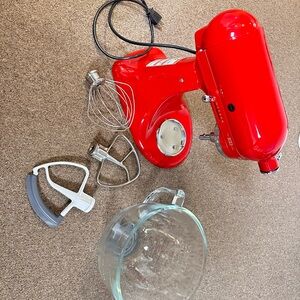 KitchenAid Red Stand Mixer with Attachments